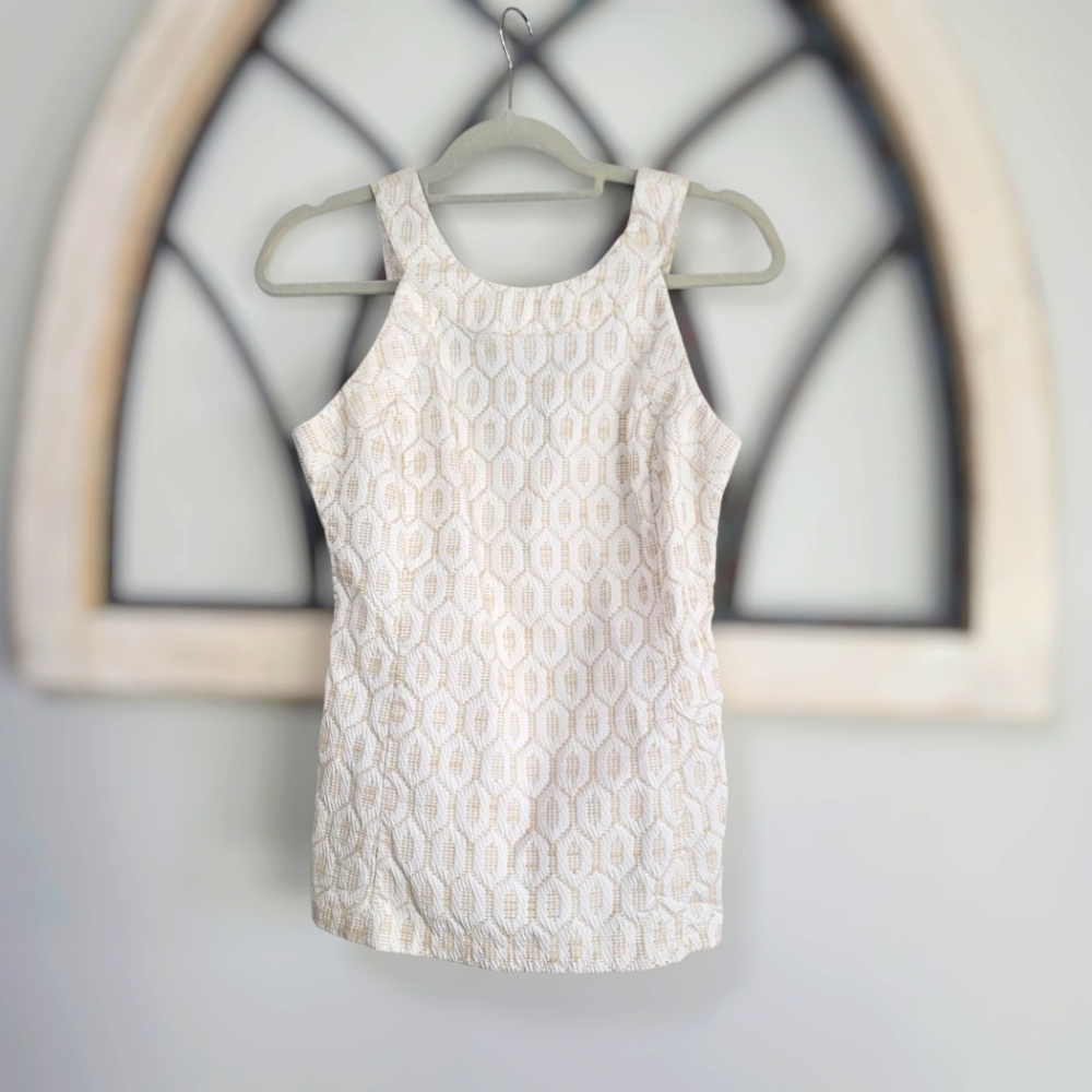 Banana Republic Ivory/Taupe Eyelet Halter Blouse, Sz 6